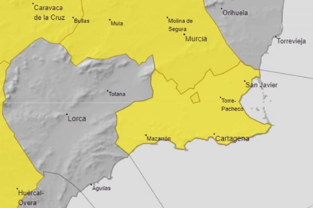 Aviso amarillo por lluvia en Cartagena este jueves