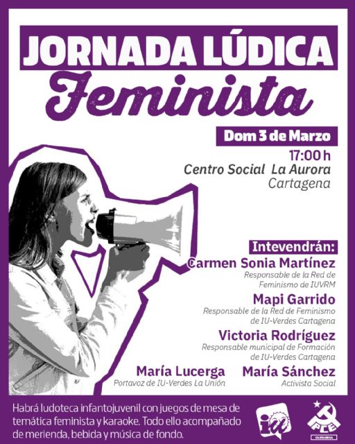 Izquierda Unida-Verdes organiza una jornada lúdica feminista el 3 de marzo en Cartagena