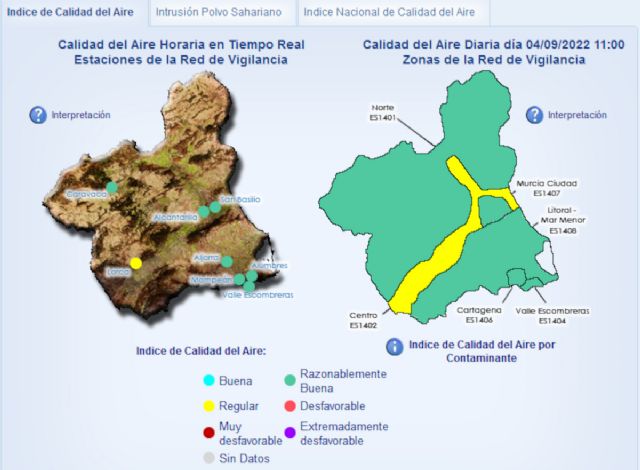 Desactivados los niveles correctivo y preventivo por partículas en suspensión en las estaciones de medida de Cartagena