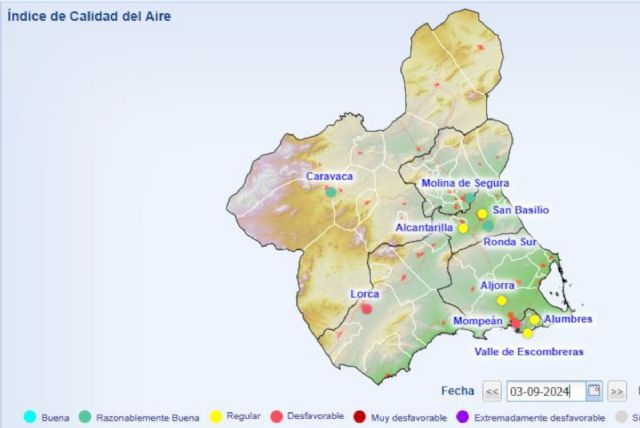 Activado el Nivel 1 preventivo por partículas en las estaciones de Mompean, La Aljorra, Alumbres y el Valle