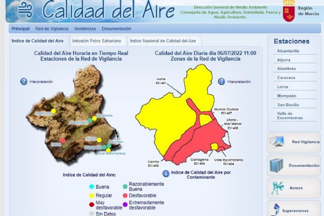 Activado el Nivel 1 de alerta por partículas en suspensión en Escombreras