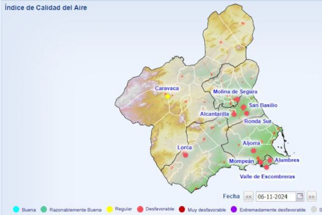 Activado el Nivel Preventivo por partículas en Alumbres, Valle de Escombreras, La Aljorra y Mompean