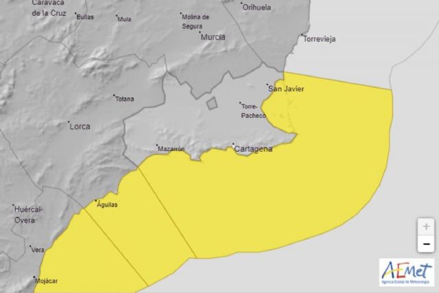 Aviso amarillo por viento y fenómenos costeros este jueves y viernes en Cartagena