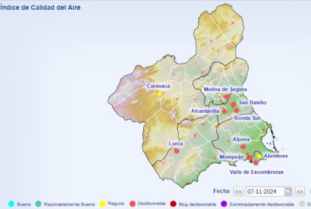 Continúa el Nivel Preventivo por partículas en La Aljorra, Momean, Alumbres y Valle de Escombreras