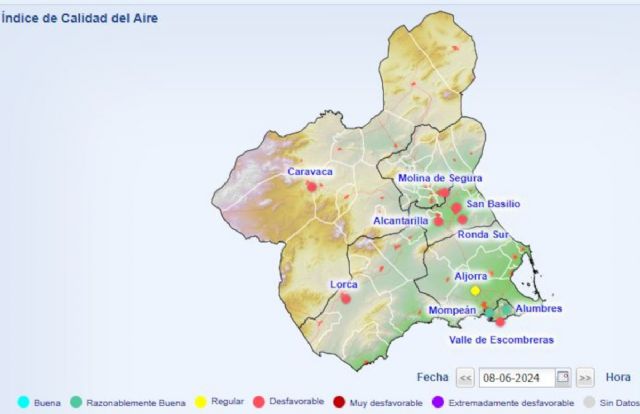 Superado el Umbral de Información por partículas en suspensión en las estaciones de medida del Valle de Escombreras y La Aljorra