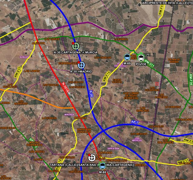 Herido en accidente de tráfico en la Autovía A-30 dirección Madrid, a la altura de Pozo Estrecho, Cartagena