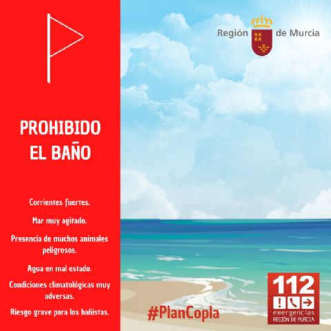 Balizan unos 30 m de playa por fuertes corrientes, en la playa de Entremares, en La Manga del Mar Menor