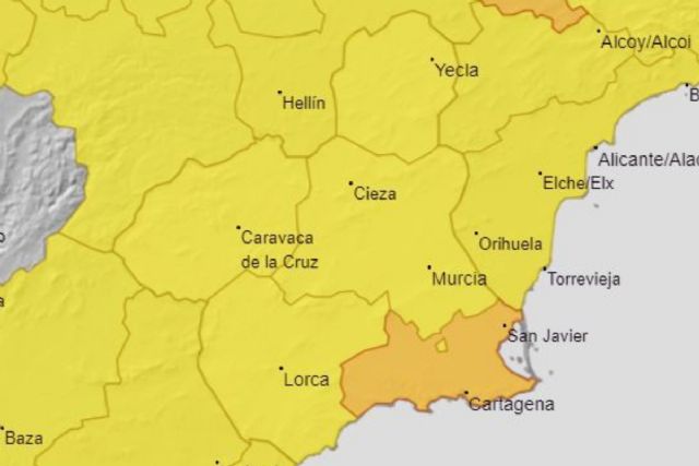 Aviso naranja por tormenta y granizo hoy miércoles en Cartagena y comarca