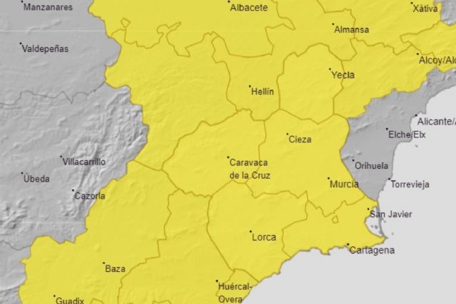 Aviso amarillo por tormenta y granizo hoy miércoles en Cartagena y comarca