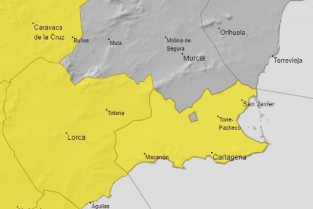 Aviso amarillo por lluvias y tormentas esta noche en Cartagena y comarca