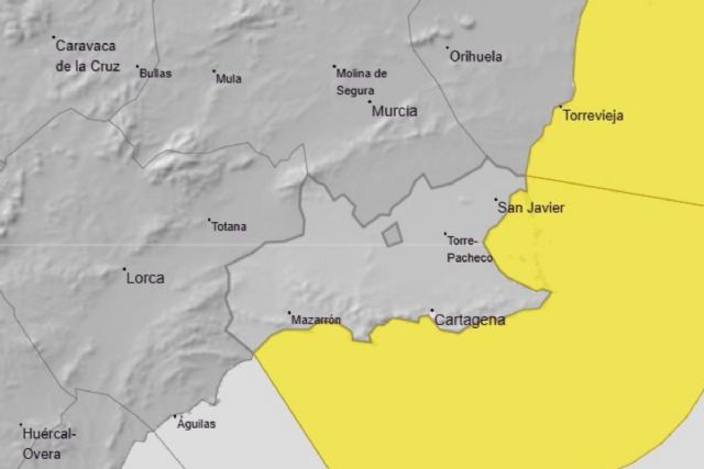 Aviso amarillo por fenómenos costeros y viento este martes en Cabo de Palos y La Manga