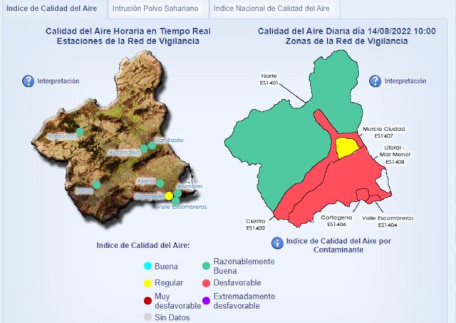 Activados los niveles correctivo en La Aljorra y preventivo en Escombreras por partículas en suspensión