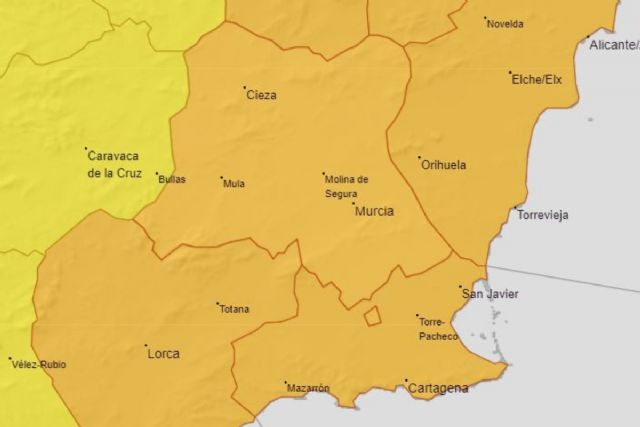 Aviso naranja por tormentas este miércoles en Cartagena y comarca