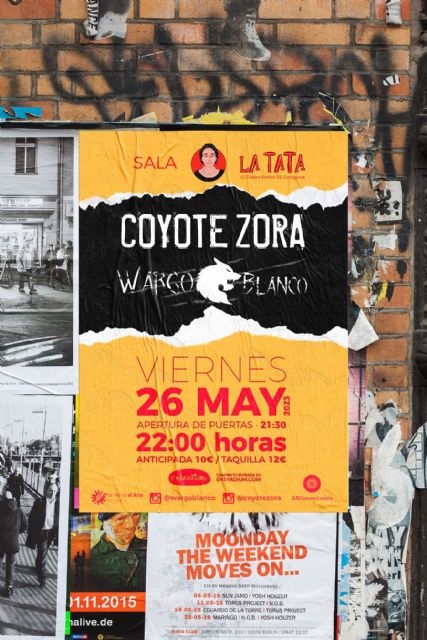 Coyote Zora en concierto el 26 de Mayo en Cartagena