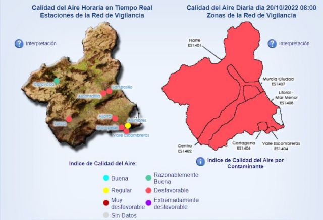 El nivel preventivo activado en el Valle de Escombreras por partículas en suspensión se amplía a Mompean y Alumbres