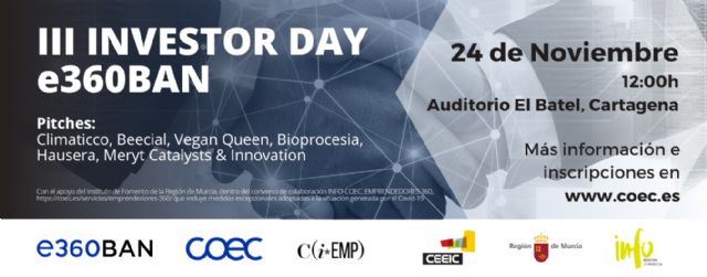 Seis startups buscarán financiación privada en el III Investor Day e360BAN organizado por COEC